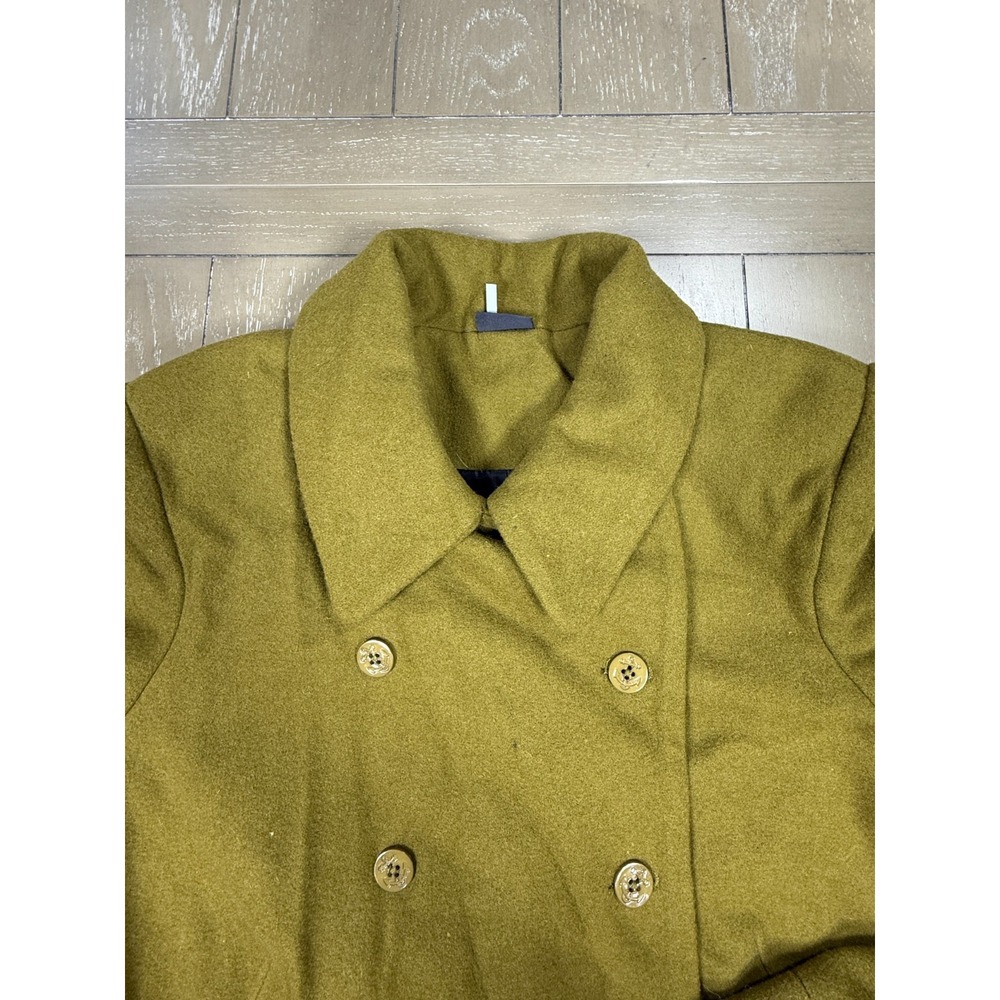 Sparkle & Fade Wool Blend Moto Jacket Large Double Breasted Peacoat Olive - Picture 4 of 16